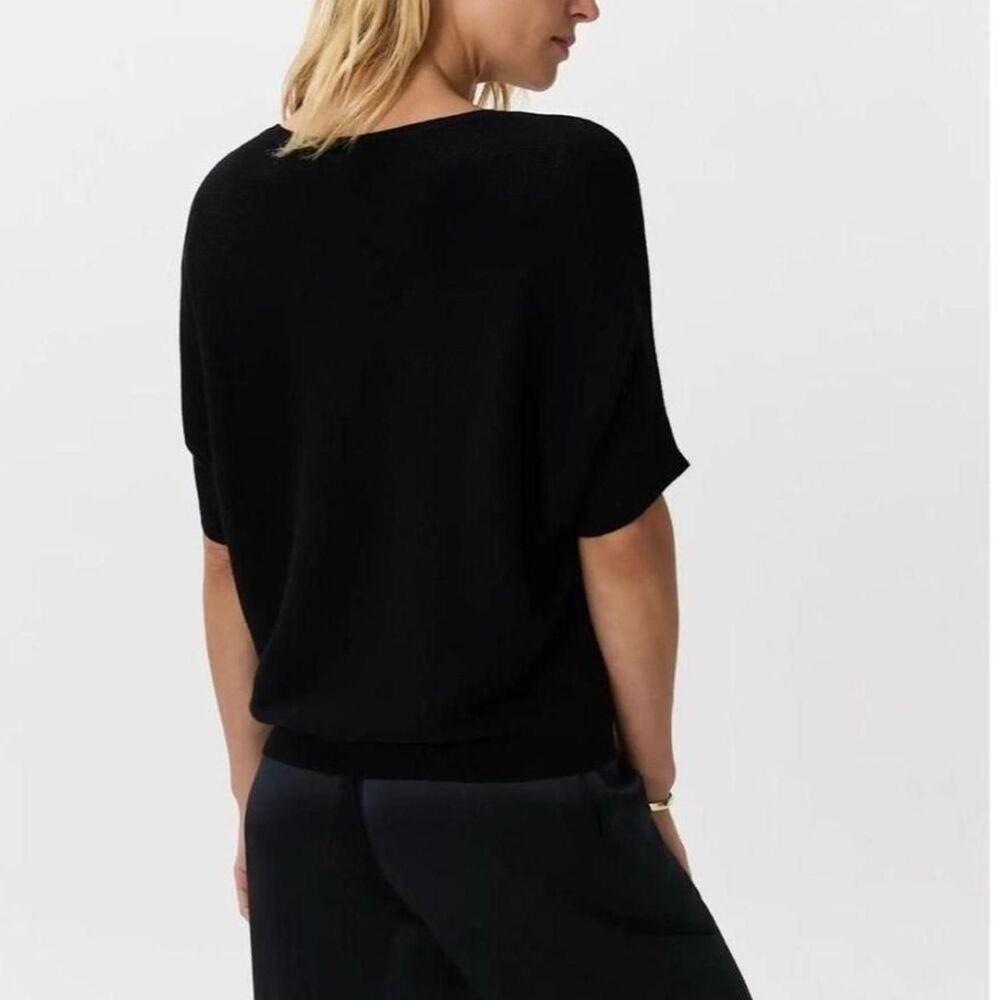 Quince Cotton Cashmere Link Stitch Dolman Sweater Black XL Minimalist - Picture 2 of 8